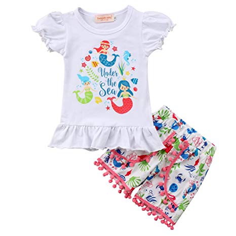 Kids Baby Girls Mermaid Princess Short Clothing Outfit Set