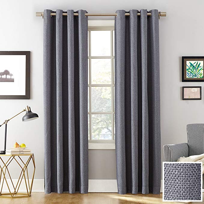 Sun Zero Baxter Theater Grade Extreme 100% Blackout Curtain Panel 52" x 63" Denim Blue