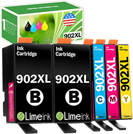 Limeink Compatible Ink Cartridges for HP 902 Ink Cartridges For HP Printers For HP 902xl Ink Cartridges Combo Pack For HP Printers for HP Ink 902 xl for HP Officejet Pro 6978 902xl Black and Color 5pk