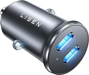 LISEN 90W USB C Car Charger, All Metal Super Fast Car Charger USB C for iPhone 15 Fast Charging, Mini PD 45W & PD 45W Dual USB C Car Charger Fast Charging for iPhone 15 Pro Max 14 13 S24 iPad Pro