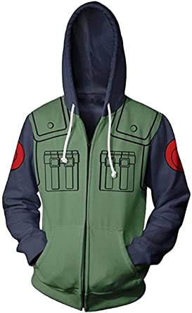 UU-Style Men's Naruto Kakashi Hokage Uzumaki Long Sleeve Jacket Cosplay Costume Jiraiya Hoodie Sweatshirt