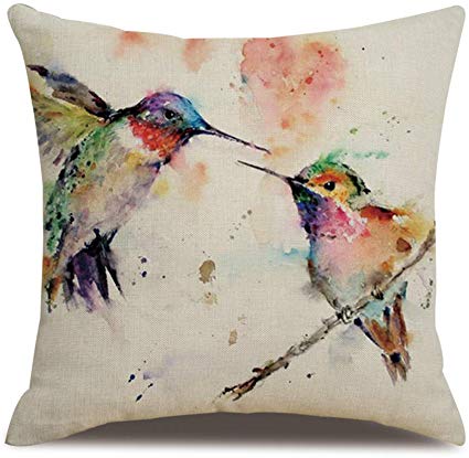 wintefei Bird Flower Pillow Case Bed Sofa Living Room Decor Throw Cushion Cover - 5#
