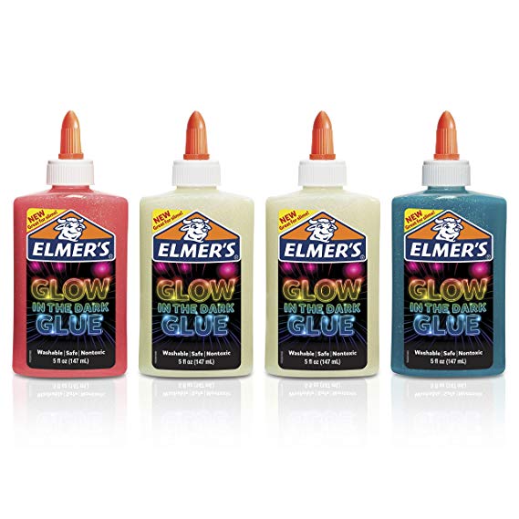 Elmer's Glow-in-The-Dark Liquid Glue, Washable, Assorted Colors, 5 Ounces, 4 Count, Great for Making Slime