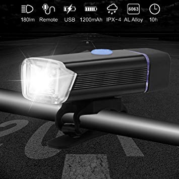 WILD BEAR USB Rechargeable Bike Headlight, Aluminum Alloy Front Bicycle Light,5 Lighting Modes, Waterproof,Dustproof,Bike Headlight for Bicycles,Road, MTB & Safety Flashlight