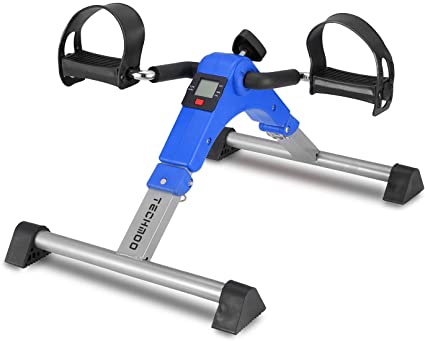 TECHMOO Exercise Bikes Physical Therapy Leg Exercisers Sport Foldable Pedal Exerciser, Stationary Under Desk Exercise Equipment Arm/Leg/Foot Peddler Exercise with LCD Monitor