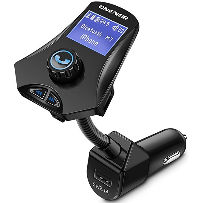 ONEVER Bluetooth FM Transmitter, 3 USB Car Charger Wireless MP3 Player In-Car Radio Adapter Audio Receiver Stereo Hands-Free Calling Car Kit, Support Micro SD Card and USB Flash Drive