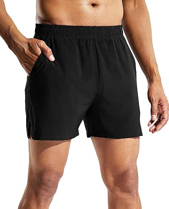 MIER Men's 5 Inch Running Athletic Shorts with Pockets Quick Dry Lightweight Gym Workout Shorts, Elastic Waist