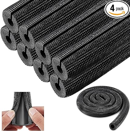 Pangda 6 ft Pipe Insulation Foam Tube Heat Preservation Insulated Foam Anti Slip Tubing Cover Wrap Handle Grip Support for Water and Air Conditioning Copper(Black, 0.63 x 0.59 x 70.8 Inch, 4 Pcs)