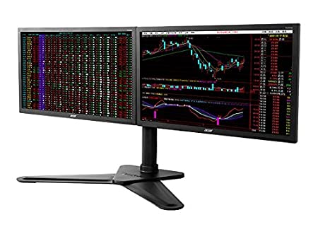 Rife Dual Free-standing Arm Monitor Desktop Mount Stand Adjustable Screens Fit for 10"-30" LCD and LED Displays (Black)
