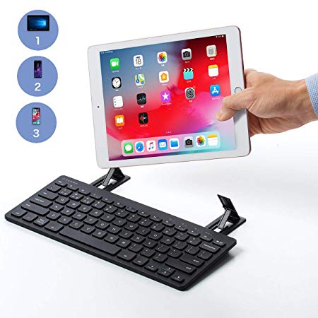 SANWA (Japan Brand) Slim Bluetooth Keyboard, with Built-in Stretchable Stand, Portable & Lightweight & Wireless (for MacBook, iPad, iPhone, PC & Tablet, Android, iOS, Windows)