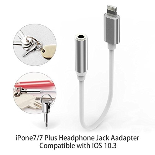 iPhone 7 Adapter headphone jack, Lightning to 3.5 mm headphone jack adapter for iPhone 7 / 7 plus Silver