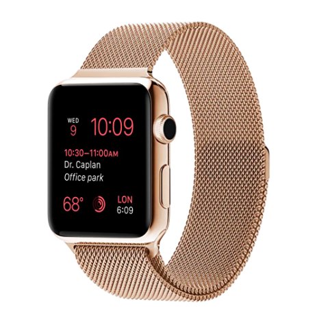 Apple Watch Band, Oittm 42mm Milanese Loop with Unique Magnet Lock iWatch Ultra Lightweight Mesh Stainless Steel Bracelet Strap with Connector for Apple Watch All Models (42mm Rose Gold)
