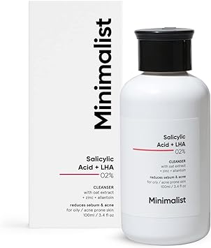 Minimalist 2% Salicylic Acid Face Wash for Oily Skin | Sulphate free, Anti Acne Face Cleanser With LHA & Zinc For Acne or Pimples | Men & Women, 100 ml (Pack of 1)