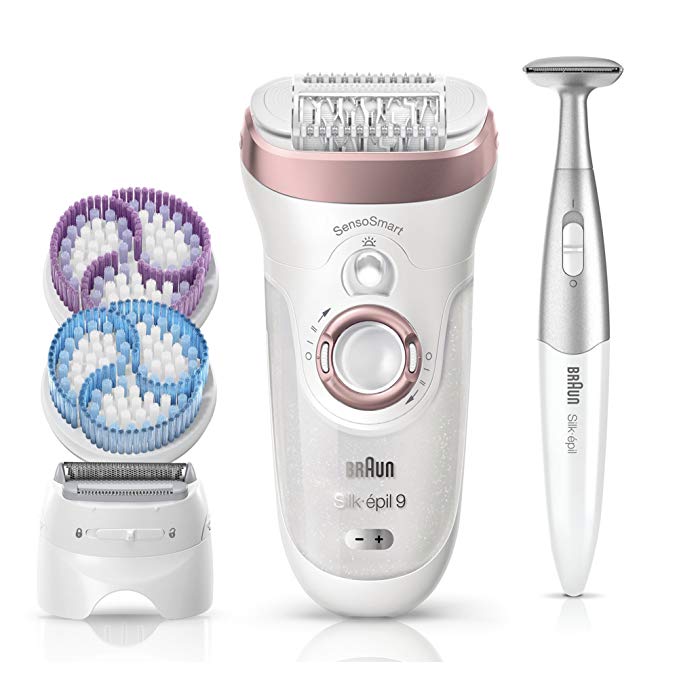 Braun Silk-epil 9 9/980 SkinSpa SensoSmart Epilator Rose Gold - 4-in-1 Cordless Wet and Dry Epilation, Exfoliation and Skin Care System with 13 Extras