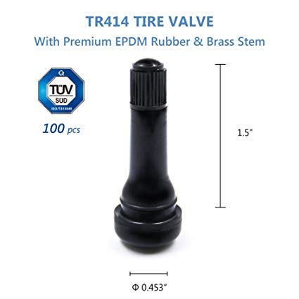 CKAuto TR414 Rubber Snap-in Tire Valve Stem (100 pcs/bag)