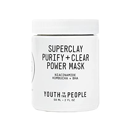 Youth To The People Superclay Purify   Clear Power Mask - BHA, Salicylic Acid   Niacinamide Clay Facial Mask to Help Clear Pores and Absorb Excess Oil - Vegan Skincare (2oz)