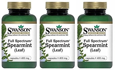 Swanson Premium Full Spectrum Spearmint Leaf 400mg -- 3 Bottles each of 60 Capsules