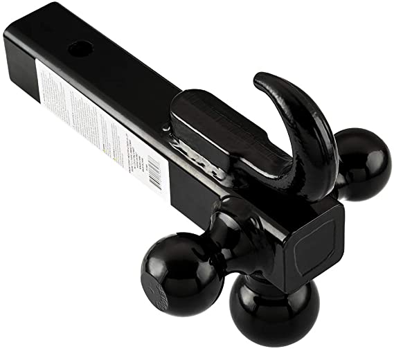 TOPSKY Trailer Hitch Tri Ball Mount with Hook, 1-7/8",2"&2-5/16", Hitch Ball, Hollow Shank, Black Ball,TS2009