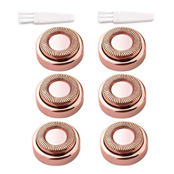 Facial Hair Remover Replacement Heads, 18K Rose Gold-Plated Blade Head Cover for Women's Painless Facial Hair Remover, As Seen On TV, 6Count,(Rose Gold),2 Brush-by Xesscare