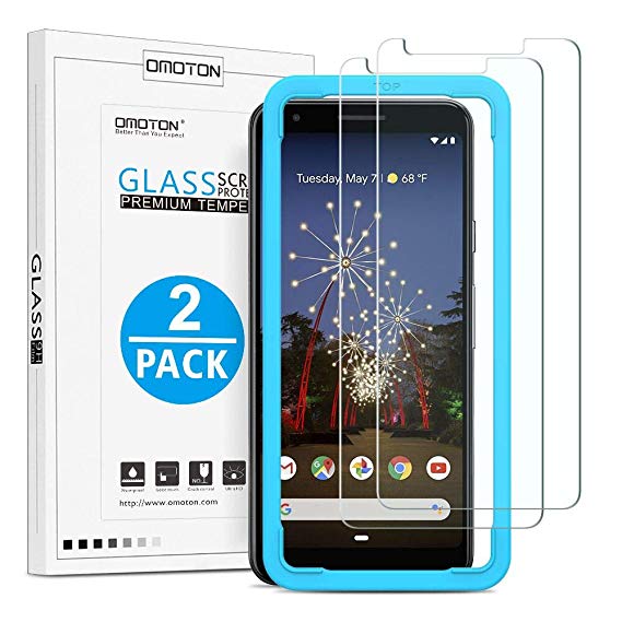 OMOTON [2 Pack] Screen Protector for Google Pixel 3a, [Updated Version] Tempered Glass/ Easy Installation/ Anti-Scratch Screen Protector for Google Pixel 3a 5.6 Inch, 2019 Released