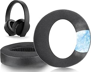 SOULWIT Replacement Earpads for Sony New Gold Wireless PlayStation PS4 (2018 Version) Headset, Ear Pads Cushions with High-Density Foam (CUHYA-0080 CG Black)