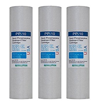 ROR 5-Micron Sediment Spun Polypropylene Filtration 3 Pack Replacement Cartridges, 10"x2.5"