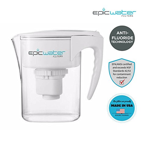 Epic Pure Water Filter Jug, Without BPA, Removes Fluoride, Lead, Chromium 6, Removes PFOS PFOA, Heavy Metals, Micro Organisms, Pesticides, Chemicals, Industrial Pollutants