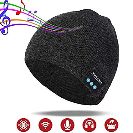 Wireless Beanie Hat hat with Headphones for Men Gifts, Unisex Knit Cap Stocking Stuffers Christmas Birthday Gift for Outdoor Winter Sports, Skiing, Running, Skating, Women and Teen