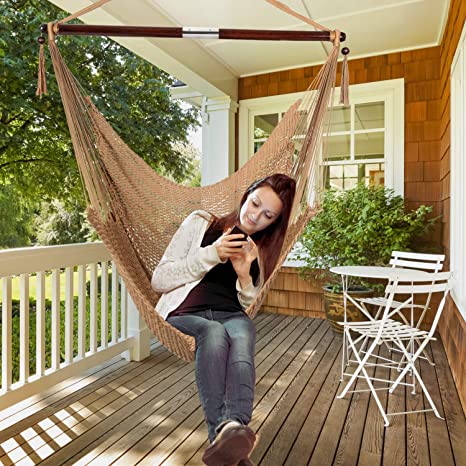 Moonlight Large Caribbean Hammock Hanging Chair, Durable Polyester Hanging Chair, Indoor/Outdoor Garden & Living Room