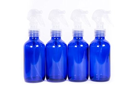 My Oil Gear Blue 4oz Glass Bottle with Trigger Sprayer for Essential Oils 4-pack