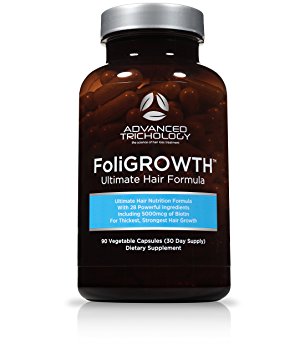 FoliGROWTH Ultimate Hair Growth Formula with Biotin, Choline, Opti MSM - Thicker Stronger Longer Hair Growth Vitamin - Men and Women 90 Caps