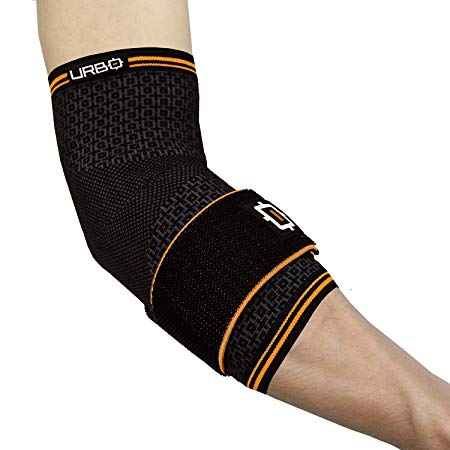 Urbo Elbow Compression Brace with Ergonomic Support for Computer Use Problems Such as Tennis Elbow, Golfer’s Elbow, Mouse Elbow, Tendinitis and Other Repetitive Strain Injuries (Large)