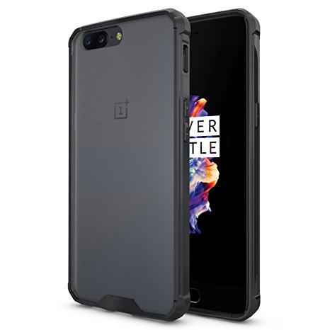 OnePlus 5 Case - iDLEHANDS Ultra Slim Clear Bumper Case Anti-Scratches Transparent Hard Back Cover Shell Protective Case for OnePlus 5 (Black)