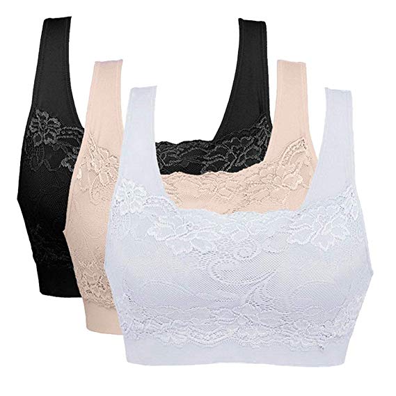 Women’s Lace Sports Bra Lace Coverage Seamless Sleep Bra Comfort Bralette