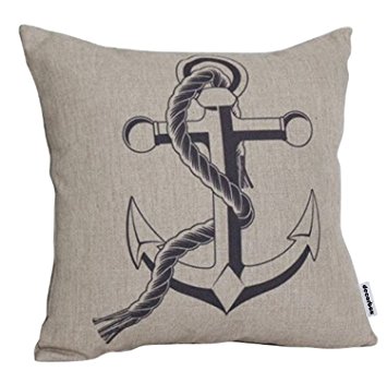 Generic Cotton Linen Decorative Throw Pillow Cushion Case Anchor Cushion Cover