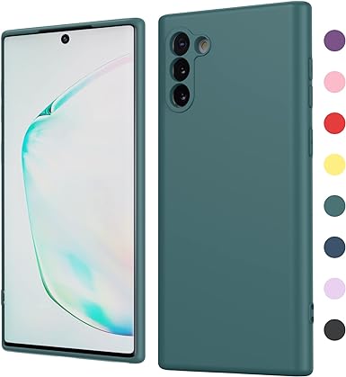 LeYi for Galaxy Note 10 Case: Liquid Silicone Ultra Slim Shockproof Protective Case with Anti-Scratch Microfiber Lining, Soft Gel Rubber Case for Samsung Galaxy Note 10, Green