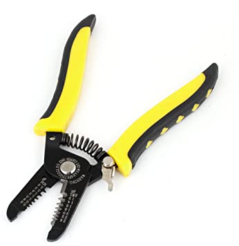 Uxcell Black Yellow Rubber Coated Grip Metal 10-24 AWG Stripping Pliers