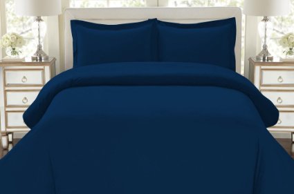 1500 Thread Count Duvet Cover Set, 3pc Luxury Soft, All Sizes & Colors, King Navy Blue