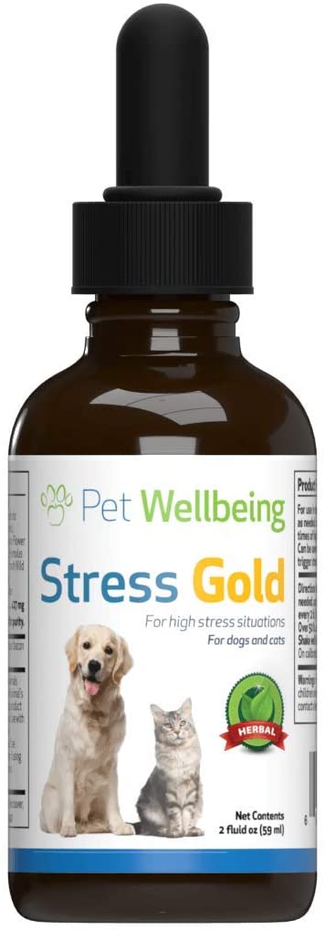 Pet Wellbeing - Stress Gold for Cats and Dogs - Natural Support for High Stress Relief in Felines - 2 oz (59ml)