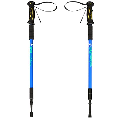 pys Trekking Telescopic Walking Poles Hiking Poles - Adjustable Aluminium Lightweight Section Trekking Alpenstock, Ultralight & Comfortable with Shock-Absorbent, Quick Lock, 1 Pair