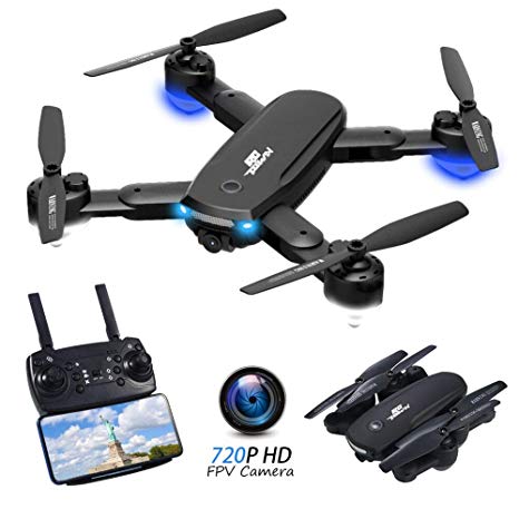 RCtown R10 Foldable FPV Drone with Camera 720P for Adults, WiFi FPV Live Video RC Quadcopter with Altitude Hold, Follow Me, Gesture Photography