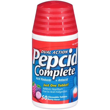 Pepcid Complete Acid Reducer   Antacid Chewable Tablets, Berry, 50 Count