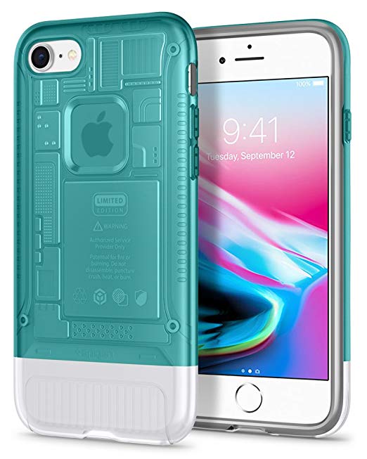 Spigen Classic C1 [10th Anniversary Limited Edition] iPhone 8 Case with Air Cushion Technology for Apple iPhone 8 (2017)-Bondi Blue