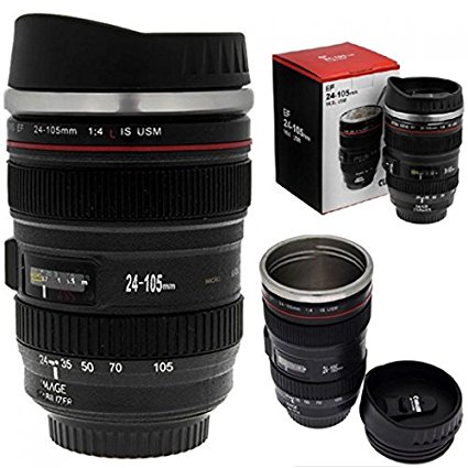 350ml Caniam Camera Lens Travel Mug Lens Cup Tea Mug Black