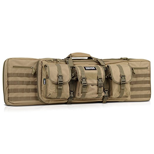 Savior Equipment Tactical Double Long Rifle Pistol Gun Bag Firearm Transportation Case w/Backpack - Lockable Compartment, Available Length in 36" 42" 46"