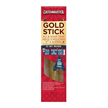 Catchmaster 912R Mini Gold Stick Fly Catcher with Multi-Bait Attractant, 10-1/2-Inch