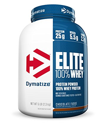 Dymatize Elite 100% Whey Protein, Chocolate Fudge, 5 lbs