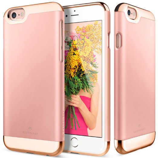 iPhone 6S Plus Case Caseology Savoy Series Chrome  Microfiber Slider Case Rose Gold Premium Rose Gold for Apple iPhone 6S Plus 2015 and iPhone 6 Plus 2014 - Rose Gold