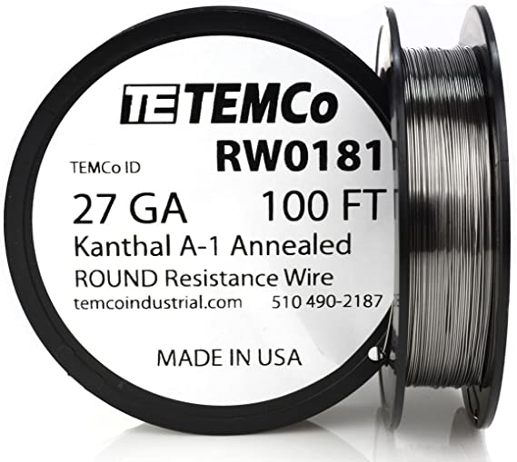 TEMCo Kanthal A1 wire 27 Gauge 100 Ft Resistance AWG A-1 ga