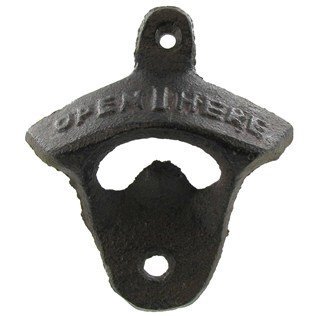 "Open Here" Cast Iron Wall Mount Bottle Opener Vintage Replica